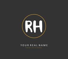 R H RH Initial letter handwriting and  signature logo. A concept handwriting initial logo with template element. vector