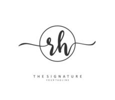 R H RH Initial letter handwriting and  signature logo. A concept handwriting initial logo with template element. vector