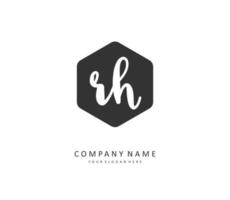 R H RH Initial letter handwriting and  signature logo. A concept handwriting initial logo with template element. vector