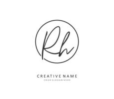 R H RH Initial letter handwriting and  signature logo. A concept handwriting initial logo with template element. vector