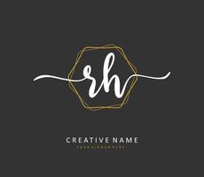 R H RH Initial letter handwriting and  signature logo. A concept handwriting initial logo with template element. vector