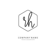 R H RH Initial letter handwriting and  signature logo. A concept handwriting initial logo with template element. vector