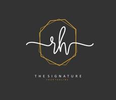 R H RH Initial letter handwriting and  signature logo. A concept handwriting initial logo with template element. vector