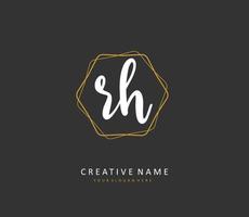 R H RH Initial letter handwriting and  signature logo. A concept handwriting initial logo with template element. vector