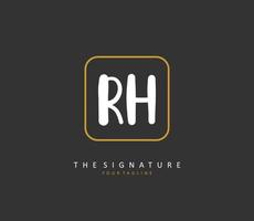 R H RH Initial letter handwriting and  signature logo. A concept handwriting initial logo with template element. vector