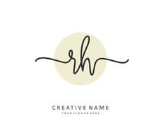 R H RH Initial letter handwriting and  signature logo. A concept handwriting initial logo with template element. vector