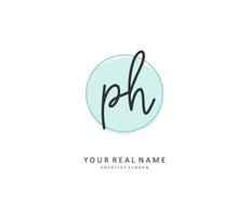 P H PH Initial letter handwriting and  signature logo. A concept handwriting initial logo with template element. vector