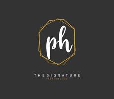 P H PH Initial letter handwriting and  signature logo. A concept handwriting initial logo with template element. vector