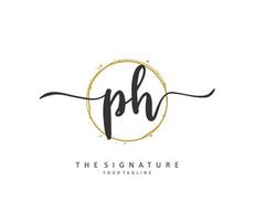 P H PH Initial letter handwriting and  signature logo. A concept handwriting initial logo with template element. vector
