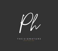 P H PH Initial letter handwriting and  signature logo. A concept handwriting initial logo with template element. vector