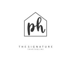 P H PH Initial letter handwriting and  signature logo. A concept handwriting initial logo with template element. vector