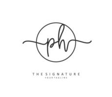 P H PH Initial letter handwriting and  signature logo. A concept handwriting initial logo with template element. vector