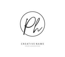 P H PH Initial letter handwriting and  signature logo. A concept handwriting initial logo with template element. vector