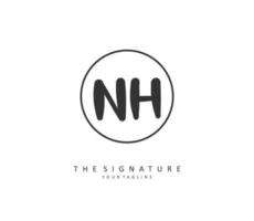 N H NH Initial letter handwriting and  signature logo. A concept handwriting initial logo with template element. vector