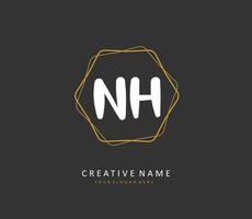 N H NH Initial letter handwriting and  signature logo. A concept handwriting initial logo with template element. vector