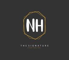 N H NH Initial letter handwriting and  signature logo. A concept handwriting initial logo with template element. vector