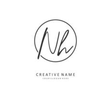 N H NH Initial letter handwriting and  signature logo. A concept handwriting initial logo with template element. vector