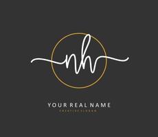 N H NH Initial letter handwriting and  signature logo. A concept handwriting initial logo with template element. vector