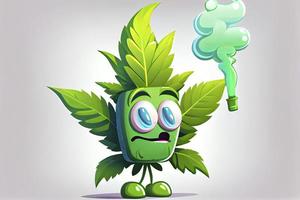 Marijuana Leaf Cartoon Characters. On White Background photo