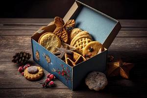 assorted christmas cookies in a box photo