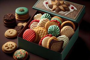 assorted christmas cookies in a box photo