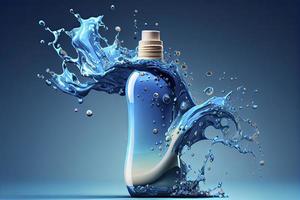 Moisturizing cream, Bottle of cosmetics gel or liquid in splash photo