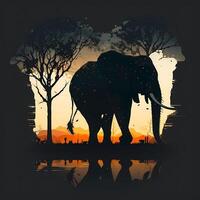 elefante silueta ai generado foto