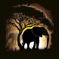 elephant silhouette AI Generated photo