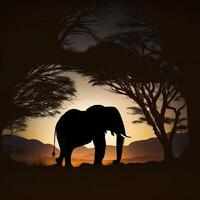 elephant silhouette AI Generated photo