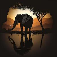 elephant silhouette AI Generated photo