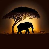 elephant silhouette AI Generated photo