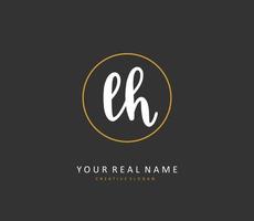 L H LH Initial letter handwriting and  signature logo. A concept handwriting initial logo with template element. vector