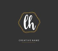 L H LH Initial letter handwriting and  signature logo. A concept handwriting initial logo with template element. vector