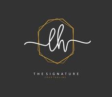 L H LH Initial letter handwriting and  signature logo. A concept handwriting initial logo with template element. vector