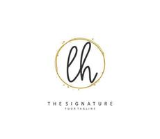 L H LH Initial letter handwriting and  signature logo. A concept handwriting initial logo with template element. vector