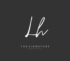 L H LH Initial letter handwriting and  signature logo. A concept handwriting initial logo with template element. vector