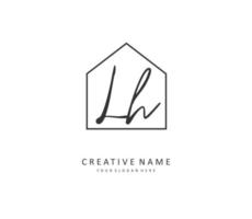 L H LH Initial letter handwriting and  signature logo. A concept handwriting initial logo with template element. vector