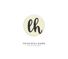 L H LH Initial letter handwriting and  signature logo. A concept handwriting initial logo with template element. vector