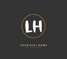 L H LH Initial letter handwriting and  signature logo. A concept handwriting initial logo with template element. vector