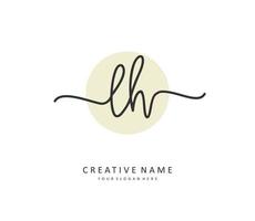 L H LH Initial letter handwriting and  signature logo. A concept handwriting initial logo with template element. vector