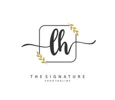 L H LH Initial letter handwriting and  signature logo. A concept handwriting initial logo with template element. vector