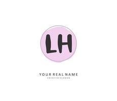 L H LH Initial letter handwriting and  signature logo. A concept handwriting initial logo with template element. vector