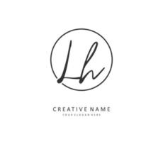 L H LH Initial letter handwriting and  signature logo. A concept handwriting initial logo with template element. vector