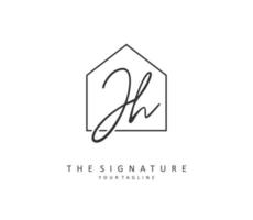 J H JH Initial letter handwriting and  signature logo. A concept handwriting initial logo with template element. vector