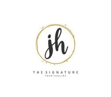 J H JH Initial letter handwriting and  signature logo. A concept handwriting initial logo with template element. vector