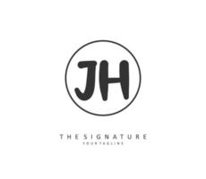 J H JH Initial letter handwriting and  signature logo. A concept handwriting initial logo with template element. vector