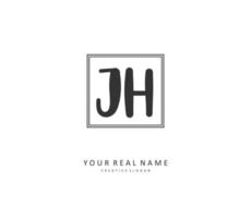 J H JH Initial letter handwriting and  signature logo. A concept handwriting initial logo with template element. vector