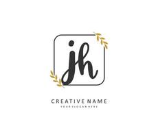 J H JH Initial letter handwriting and  signature logo. A concept handwriting initial logo with template element. vector