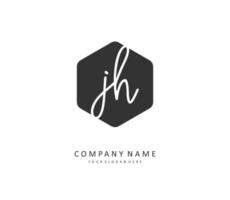 J H JH Initial letter handwriting and  signature logo. A concept handwriting initial logo with template element. vector