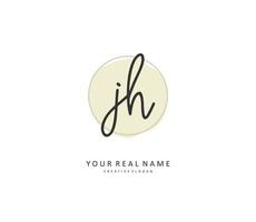 J H JH Initial letter handwriting and  signature logo. A concept handwriting initial logo with template element. vector